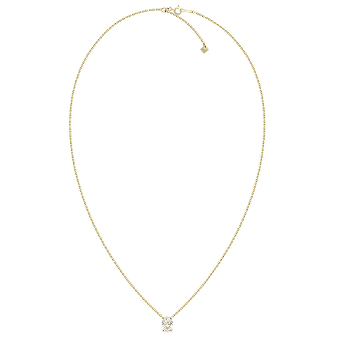 Collar Punto de Luz Diamante Ovalado 30 Puntos Oro Amarillo 18K