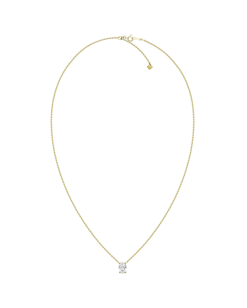 Collar Punto de Luz Diamante Ovalado 30 Puntos Oro Amarillo 18K