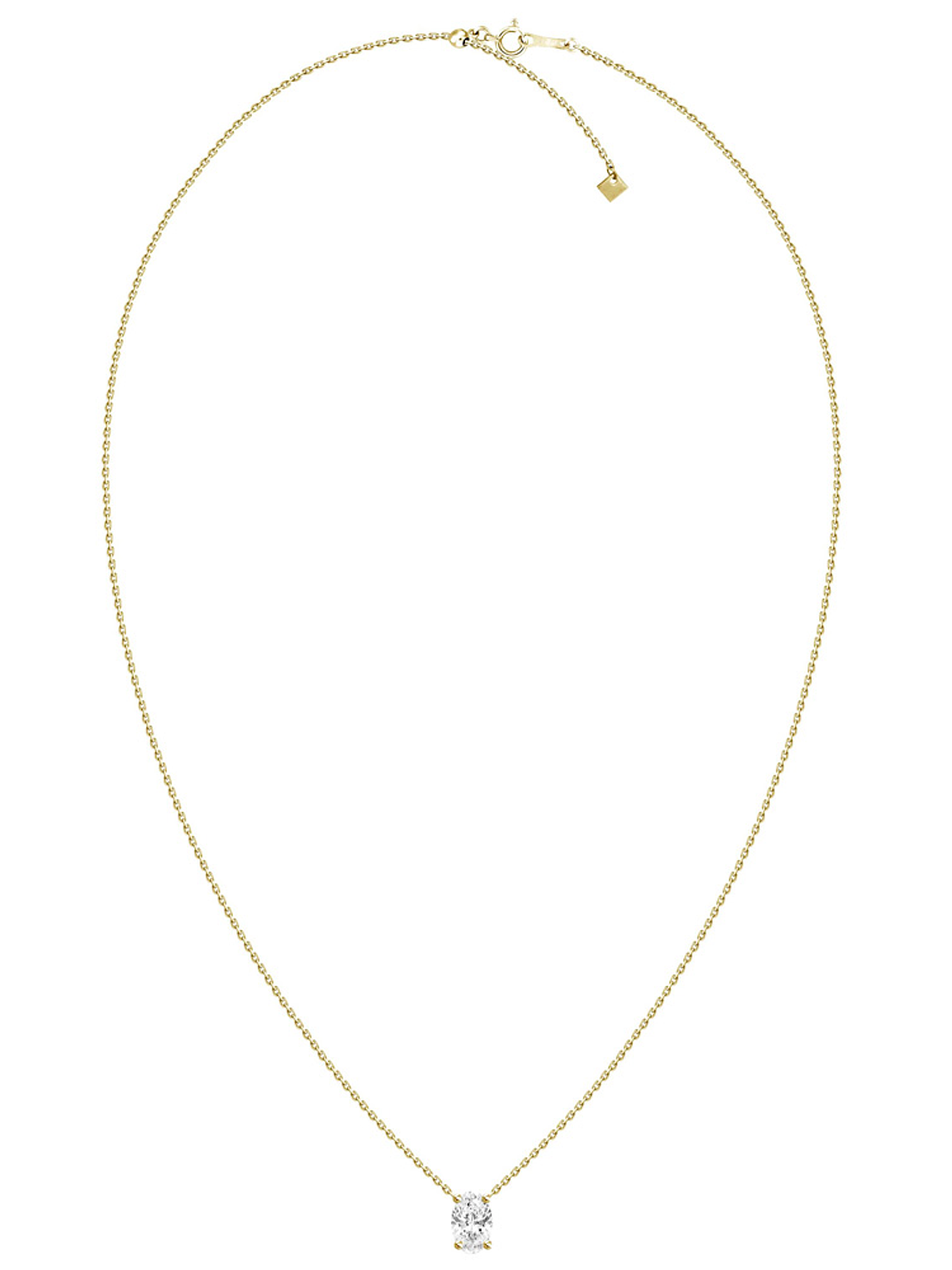 Collar Punto de Luz Diamante Ovalado 30 Puntos Oro Amarillo 18K 2