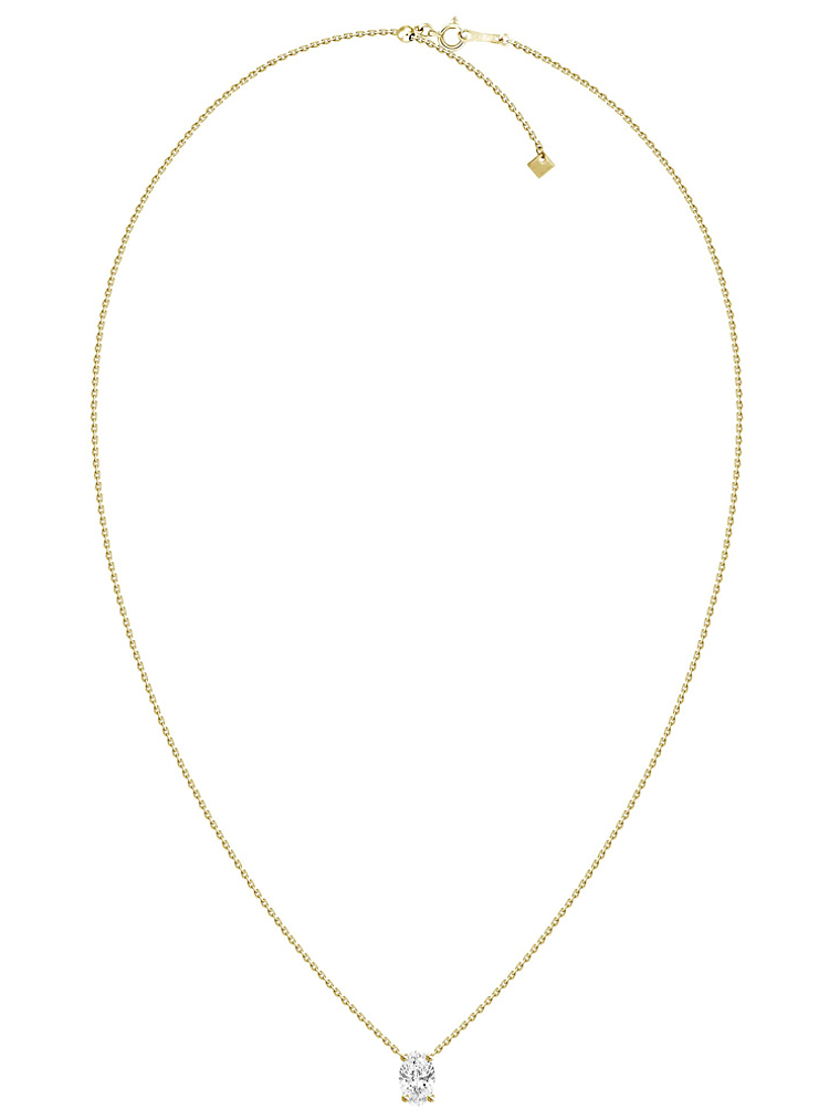 Collar Punto de Luz Diamante Ovalado 30 Puntos Oro Amarillo 18K 2