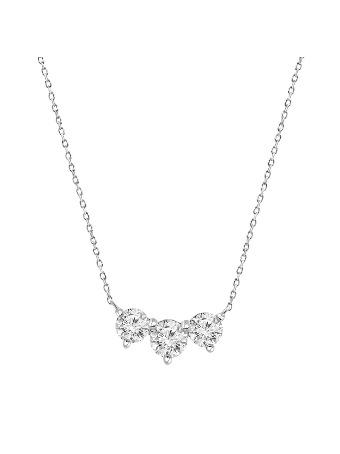 Collar Tricillo 3 Diamantes Flotantes en Oro Blanco 18K 1