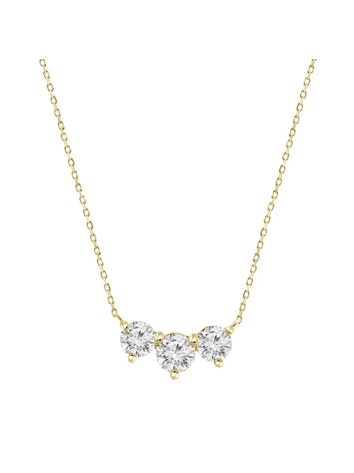 Collar Tricillo 3 Diamantes Flotantes en Oro Amarillo 18K 1