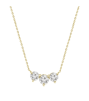 Collar Tricillo 3 Diamantes Flotantes en Oro Amarillo 18K