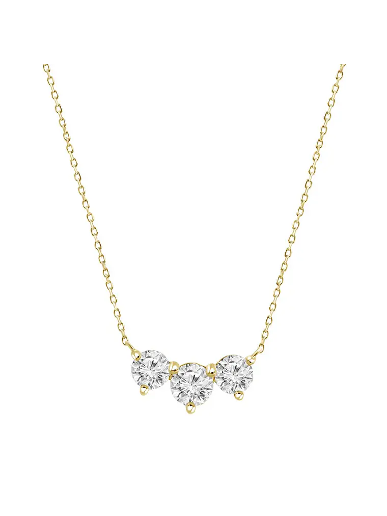 Collar Tricillo 3 Diamantes Flotantes en Oro Amarillo 18K 1