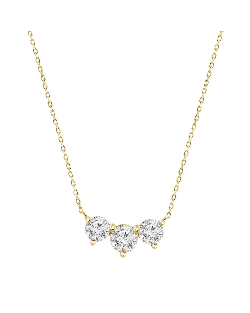 Collar Tricillo 3 Diamantes Flotantes en Oro Amarillo 18K