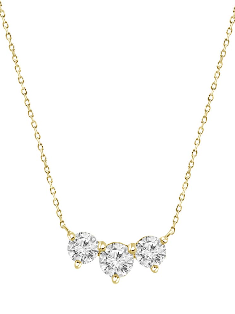 Collar Tricillo 3 Diamantes Flotantes en Oro Amarillo 18K 1