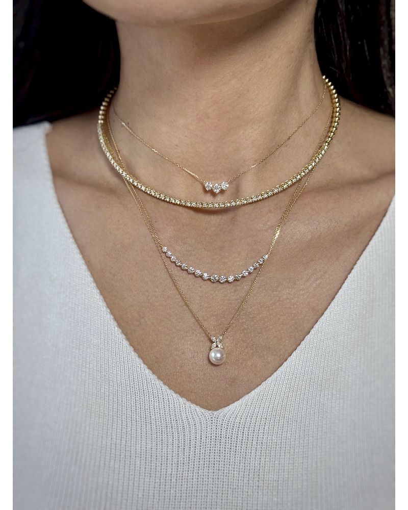 Collar Tricillo 3 Diamantes Flotantes en Oro Amarillo 18K