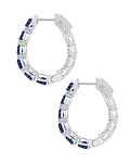 Aros Argollas Zafiros y Diamantes Dentro y Fuera Oro Blanco 18K