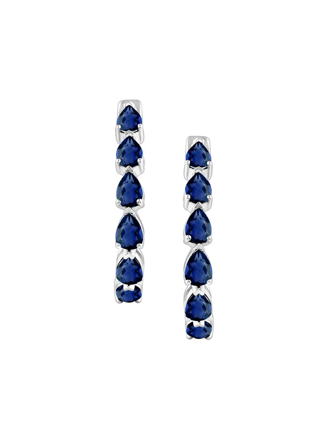 Aros Argollas Zafiros y Diamantes Dentro y Fuera Oro Blanco 18K 3