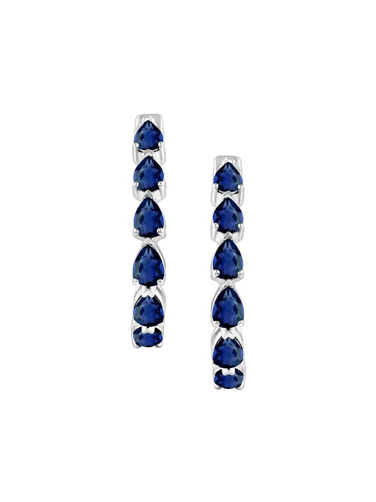 Aros Argollas Zafiros y Diamantes Dentro y Fuera Oro Blanco 18K 3