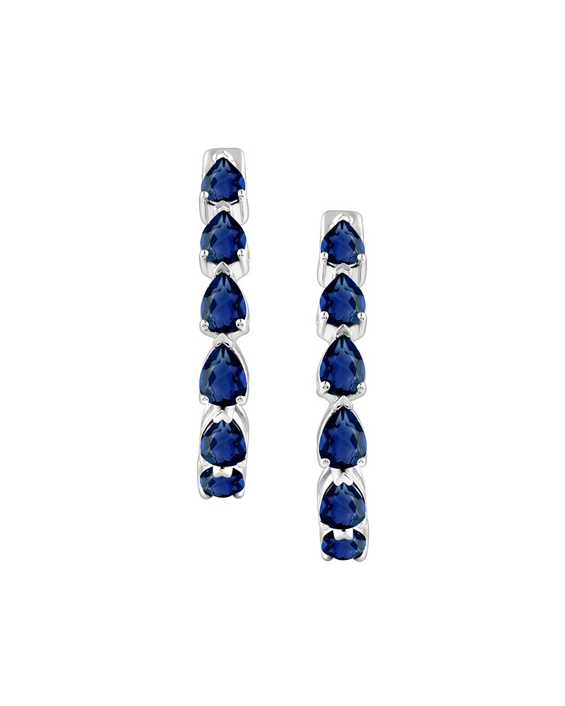 Aros Argollas Zafiros y Diamantes Dentro y Fuera Oro Blanco 18K