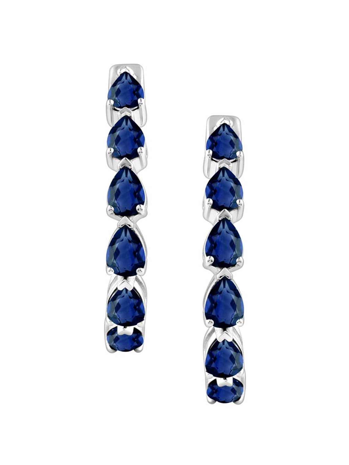 Aros Argollas Zafiros y Diamantes Dentro y Fuera Oro Blanco 18K 3