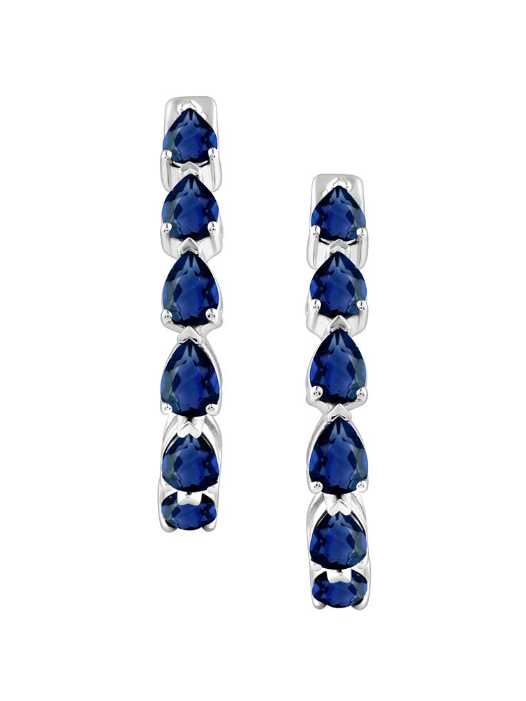 Aros Argollas Zafiros y Diamantes Dentro y Fuera Oro Blanco 18K 3