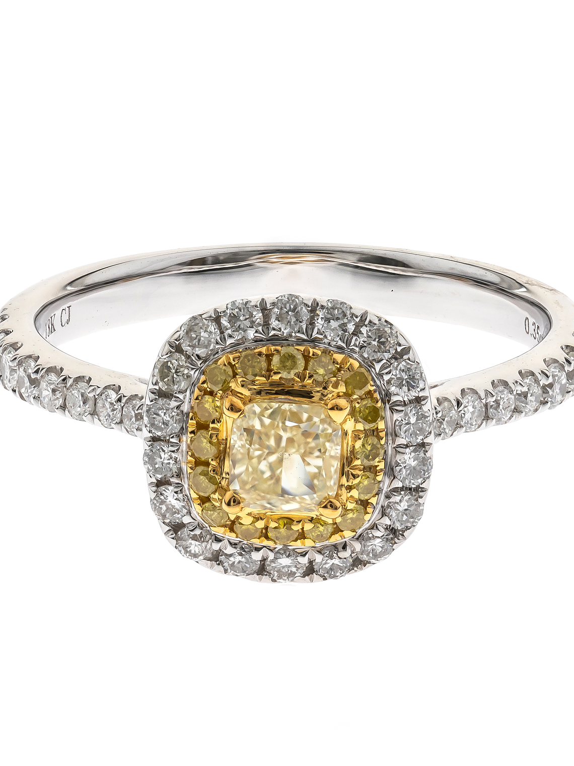 Anillo Solitario Diamante Fancy Yellow Natural Oro Blanco 18K 1
