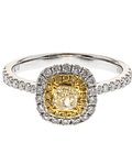 Anillo Solitario Diamante Fancy Yellow Natural Oro Blanco 18K