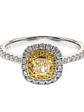 Anillo Solitario Diamante Fancy Yellow Natural Oro Blanco 18K - Miniatura 1