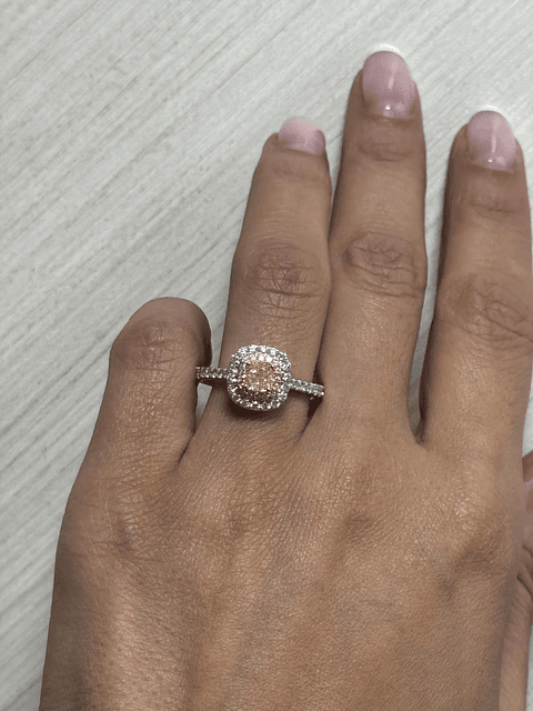 Anillo Solitario Diamante Fancy Yellow Natural Oro Blanco 18K