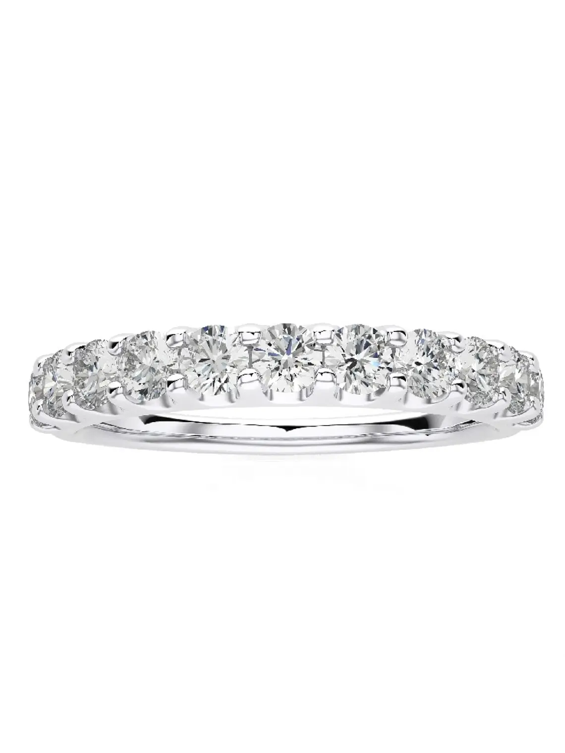 Anillo Medio Cintillo 7 Diamantes Naturales en Oro Blanco 18K 2