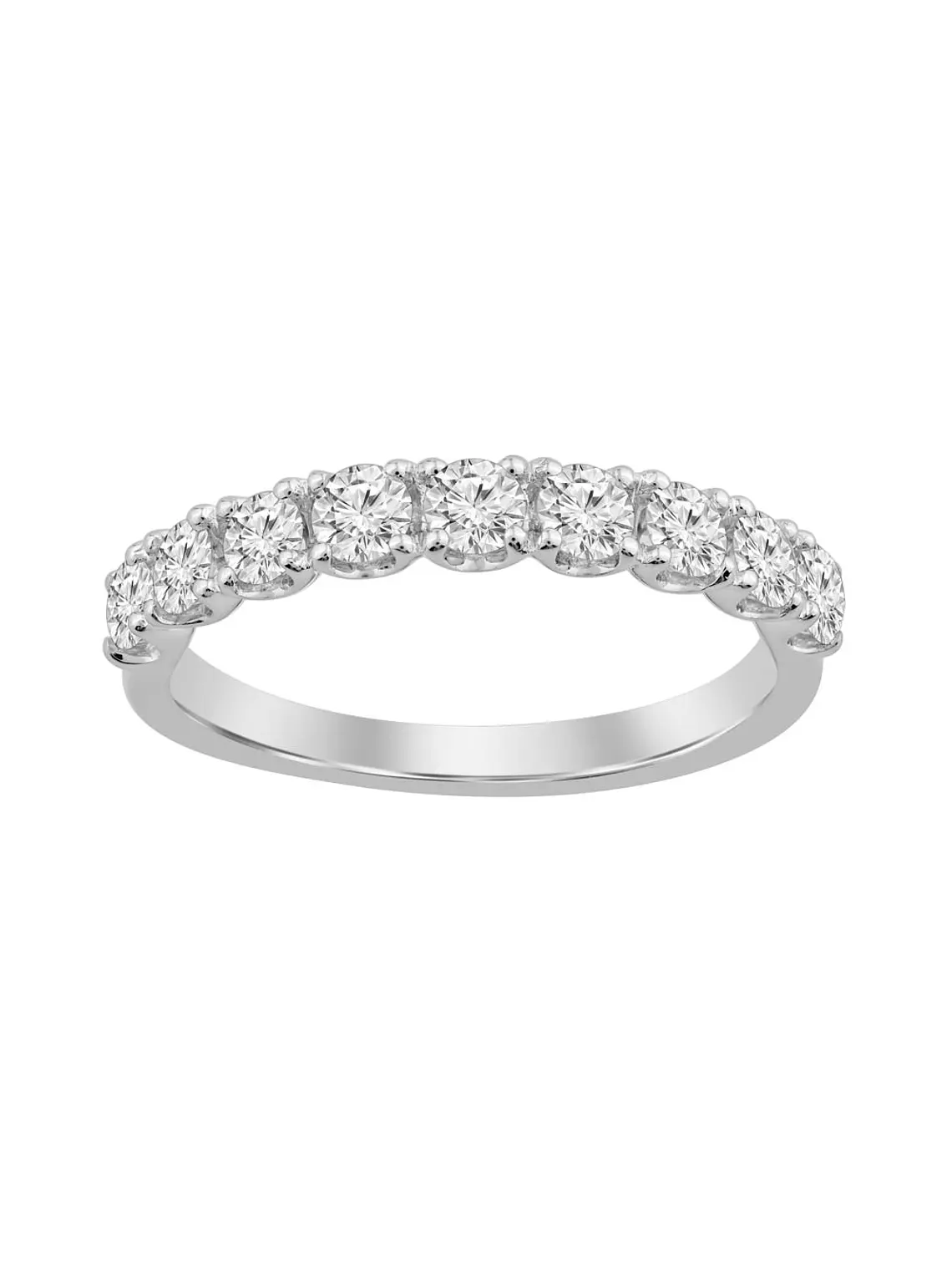 Anillo Medio Cintillo 7 Diamantes Naturales en Oro Blanco 18K 1