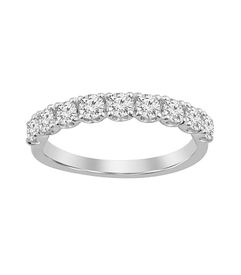 Anillo Medio Cintillo 7 Diamantes Naturales en Oro Blanco 18K