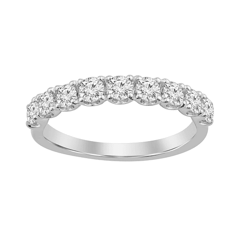 Anillo Medio Cintillo 7 Diamantes Naturales en Oro Blanco 18K