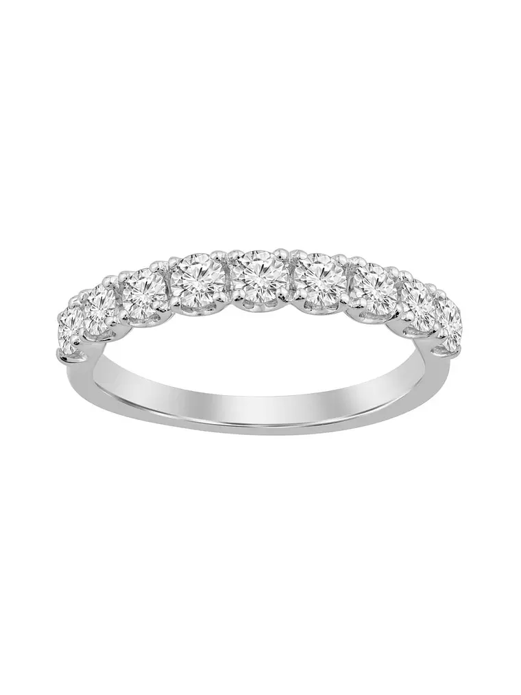 Anillo Medio Cintillo 7 Diamantes Naturales en Oro Blanco 18K 1