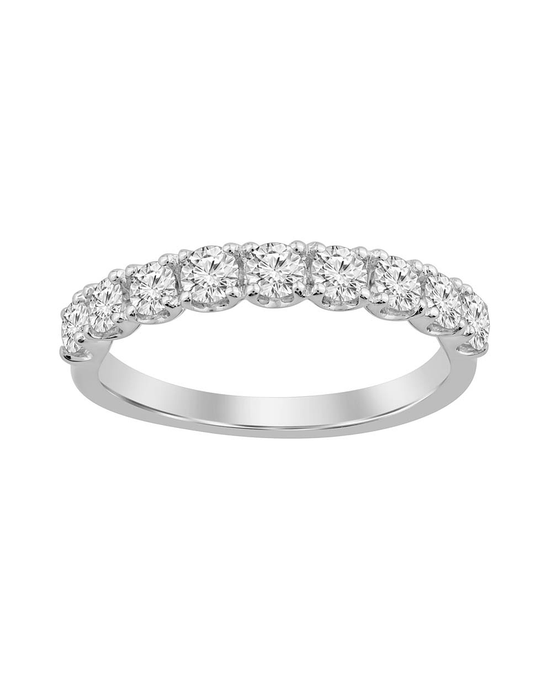 Anillo Medio Cintillo 7 Diamantes Naturales en Oro Blanco 18K