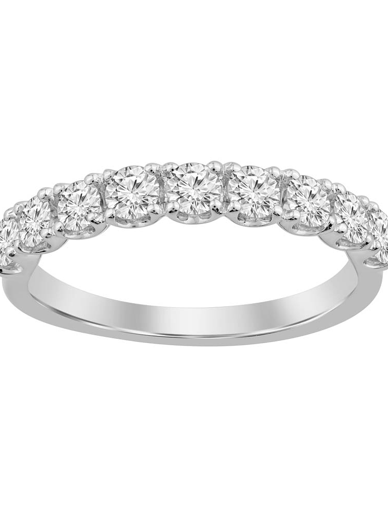 Anillo Medio Cintillo 7 Diamantes Naturales en Oro Blanco 18K 1