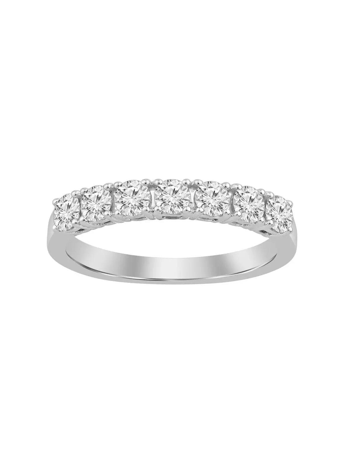 Anillo Medio Cintillo 7 Diamantes Naturales en Oro Blanco 18K 1