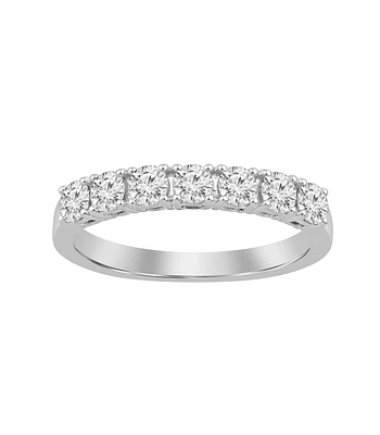 Anillo Medio Cintillo 7 Diamantes Naturales en Oro Blanco 18K