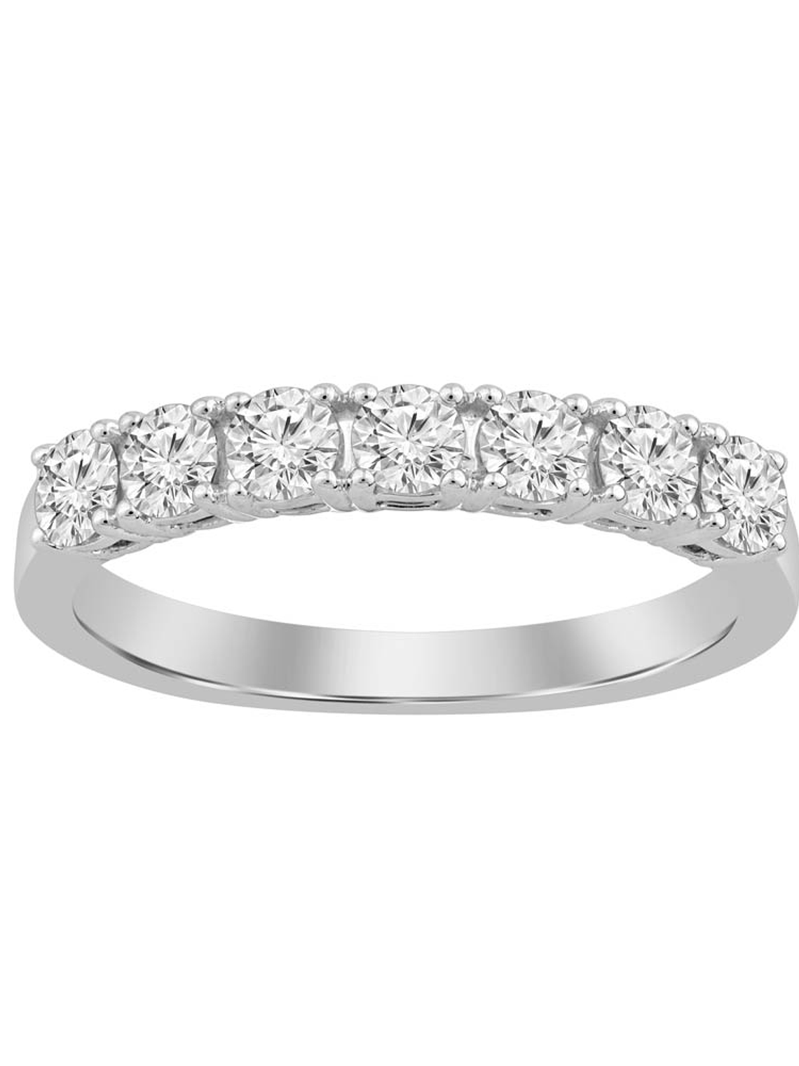 Anillo Medio Cintillo 7 Diamantes Naturales en Oro Blanco 18K 1