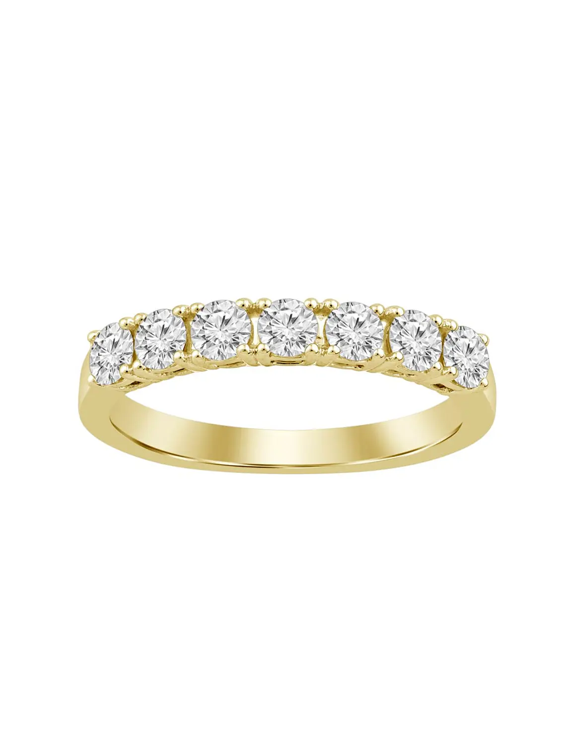 Anillo Medio Cintillo 7 Diamantes Naturales en Oro Amarillo 18K 1