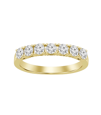 Anillo Medio Cintillo 7 Diamantes Naturales en Oro Amarillo 18K