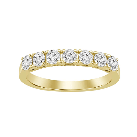 Anillo Medio Cintillo 7 Diamantes Naturales en Oro Amarillo 18K