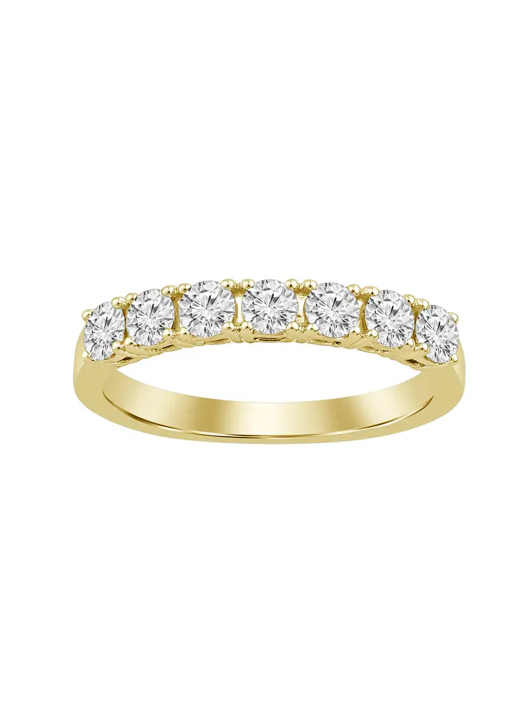 Anillo Medio Cintillo 7 Diamantes Naturales en Oro Amarillo 18K 1