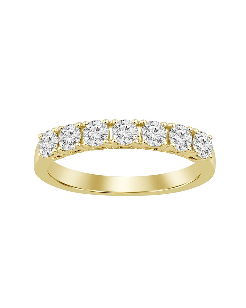 Anillo Medio Cintillo 7 Diamantes Naturales en Oro Amarillo 18K