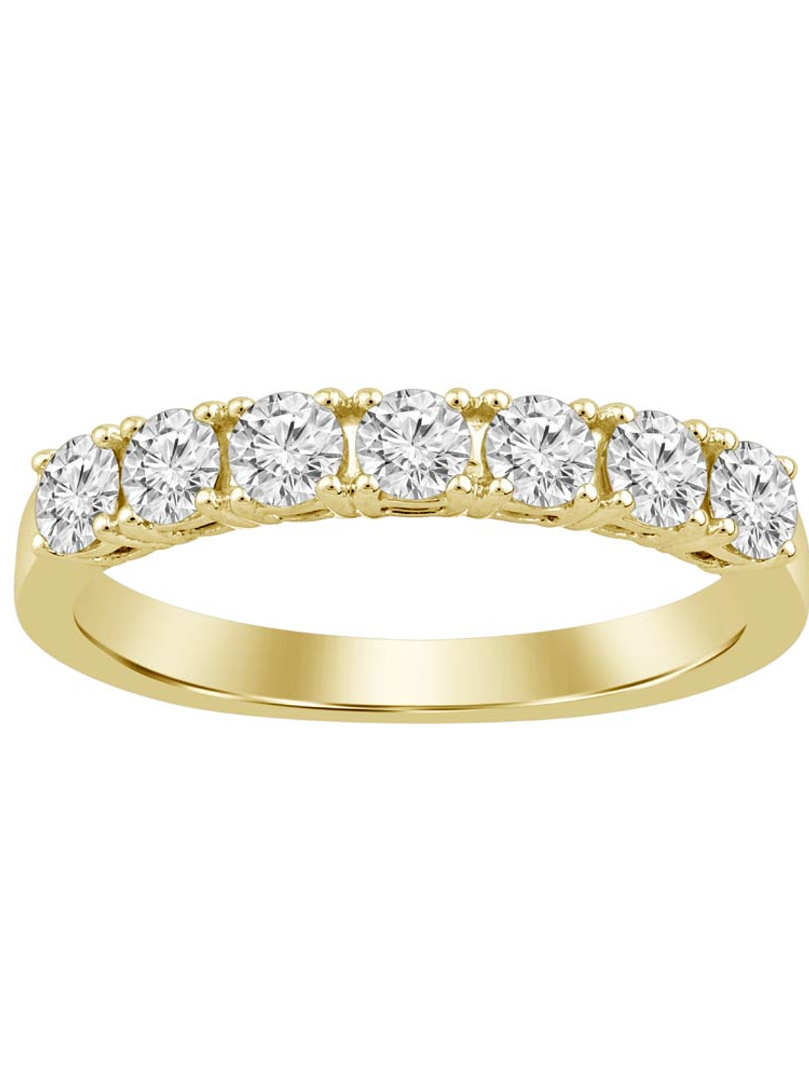 Anillo Medio Cintillo 7 Diamantes Naturales en Oro Amarillo 18K 1
