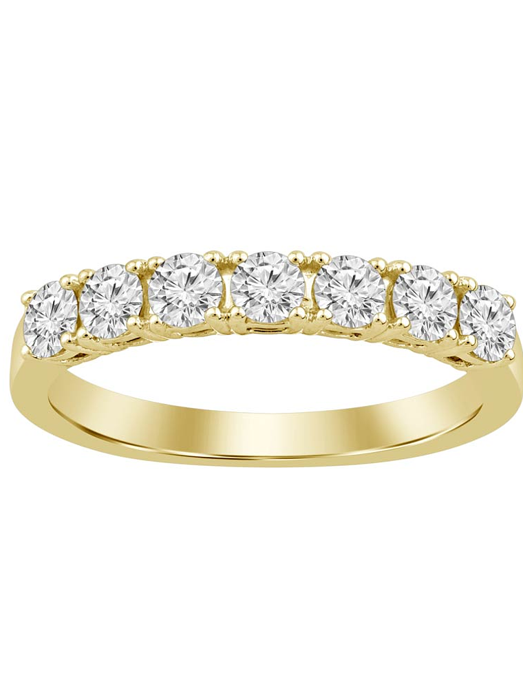 Anillo Medio Cintillo 7 Diamantes Naturales en Oro Amarillo 18K 1