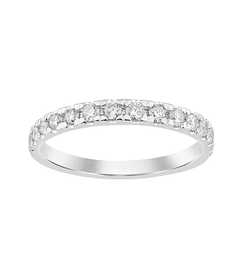 Anillo Medio Cintillo 15 Diamantes en Oro Blanco 18K