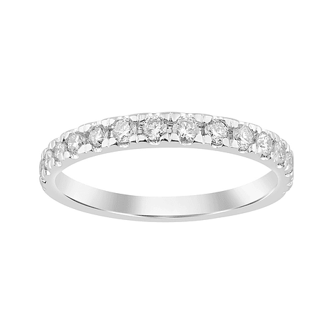 Anillo Medio Cintillo 15 Diamantes en Oro Blanco 18K