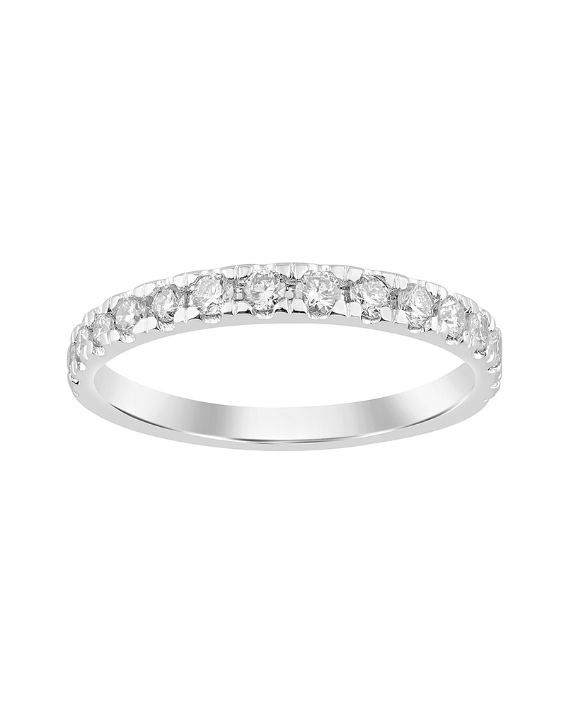 Anillo Medio Cintillo 15 Diamantes en Oro Blanco 18K