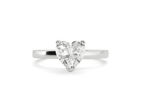 Anillo Solitario Diamante Natural Corte Corazón en Platino