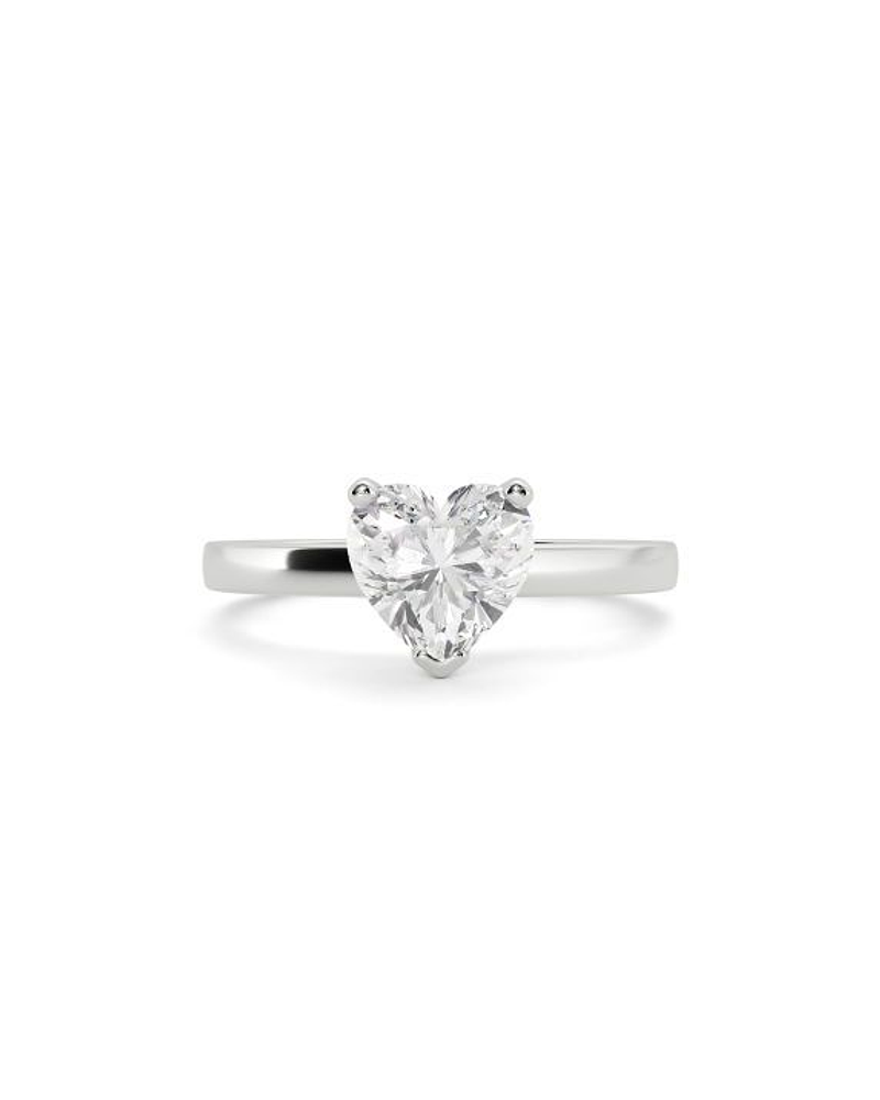 Anillo Solitario Diamante Natural Corte Corazón en Platino