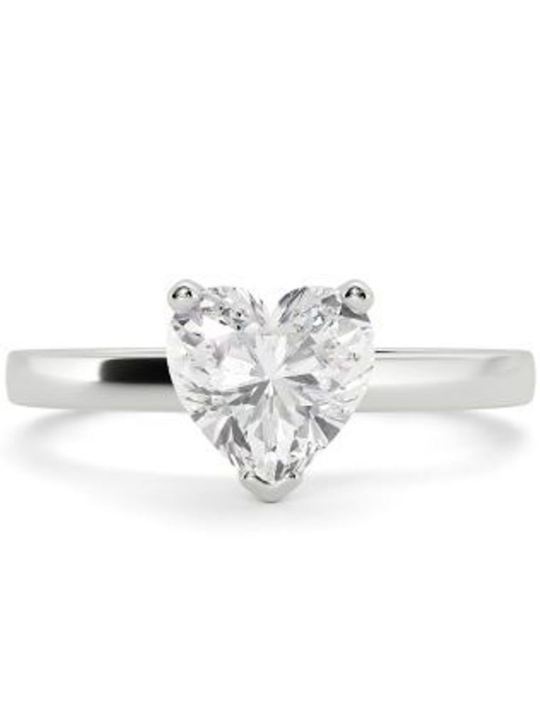 Anillo Solitario Diamante Natural Corte Corazón en Platino 1
