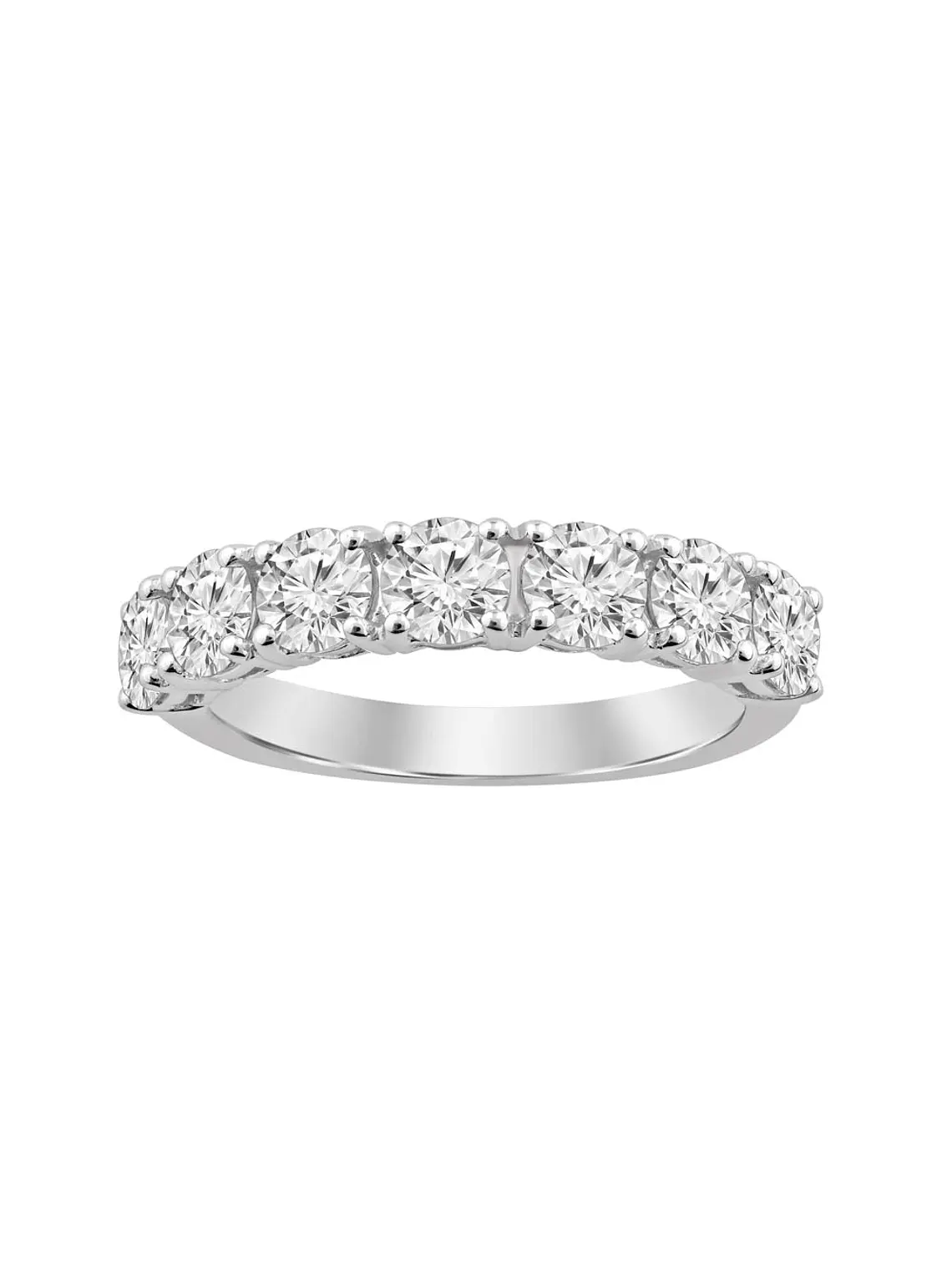 Anillo Medio Cintillo 7 Diamantes Naturales 1.5 Ct en Oro Blanco 18K 1