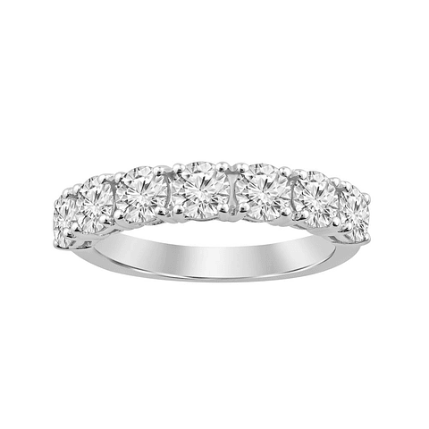 Anillo Medio Cintillo 7 Diamantes Naturales 1.5 Ct en Oro Blanco 18K