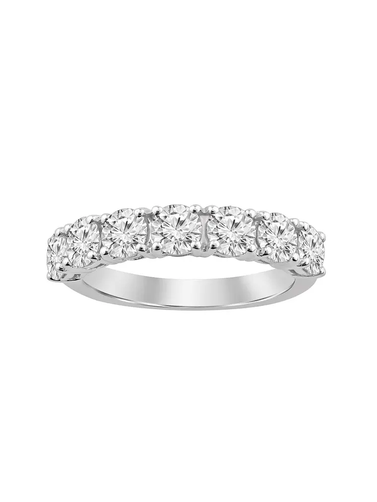 Anillo Medio Cintillo 7 Diamantes Naturales 1.5 Ct en Oro Blanco 18K 1