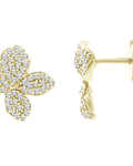 Aros Flores Diamantes Naturales en Oro Amarillo 18K