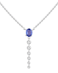 Collar Zafiro Ovalado y Diamantes en Oro Blanco 18K