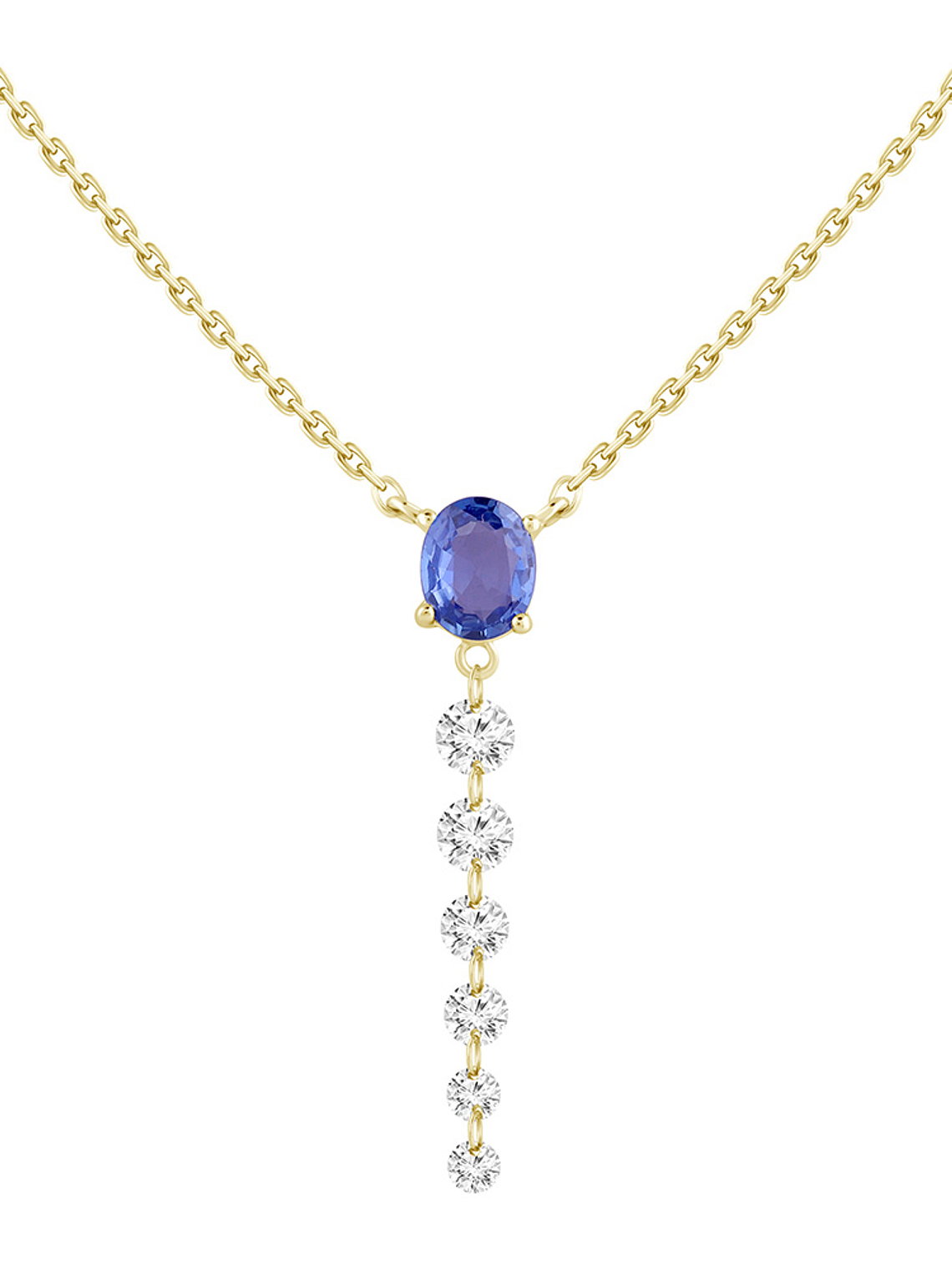 Collar Zafiro Ovalado y Diamantes en Oro Amarillo 18K 1